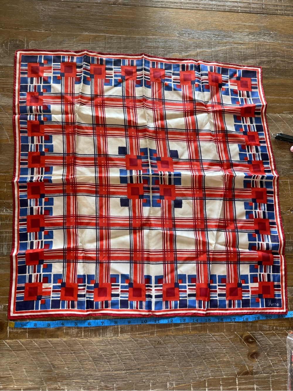 Vintage 80s Vera Neumann Acetate Made in Japan scarf 21.5 x 21.5 in.